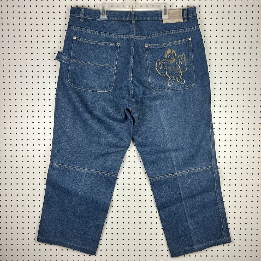 Cybertek Hip Hop Y2K Baggy Jeans 42x30 Carpenter Streetwear Skate Wide Leg Denim